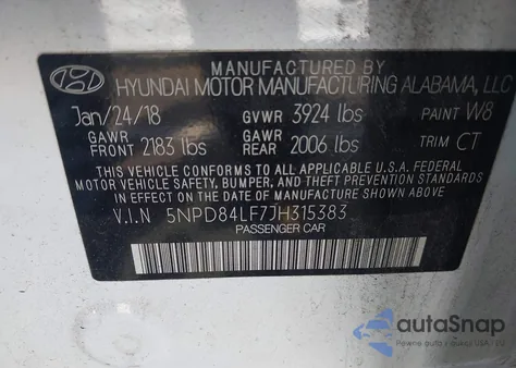 2018 Hyundai Elantra Sel from USA, damaged, VIN 5NPD84LF7JH315383